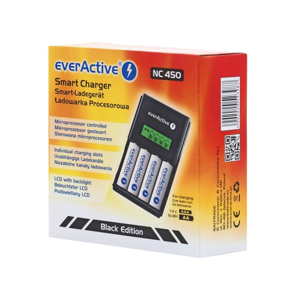 Intelligentes Ladegerät EverActive BC NC 1600 für 16 AAA oder AA Akkus
