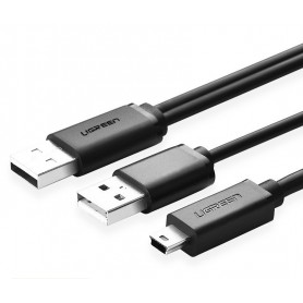 UGREEN - USB 2.0 A male ×2 to Mini 5pin Male Cable - USB to Mini USB cables - UG080-CB