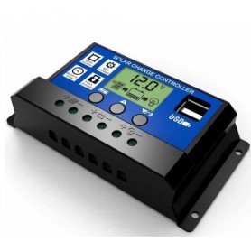 Oem, 30A DC 12V - 24V PWM Solar charge controller with LCD and 5V USB, Solar controller, AL130-30A