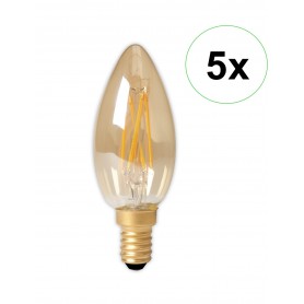 Calex - Calex LED Full Glass Filament Candle-lamp 240V 3,5W 200lm E14 B35, Gold 2100K CRI80 Dimmable - E14 LED - CA0238-CB