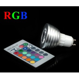 Oem - GU10 3W 16 Color Dimmable LED Bulb with Remote Control - GU10 LED - AL164
