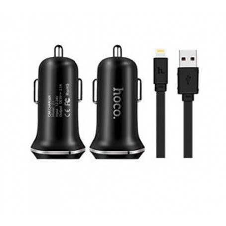 HOCO, Duo 2.1A USB car charger with iPhone Lightning cable, Auto charger, H60420-CB