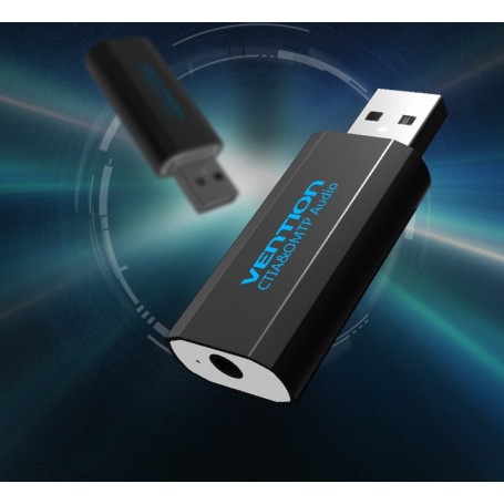 Vention - 3D USB External Sound Card to 3.5mm Audio Aux Mic Adapter - Audio adapters - V014-CB