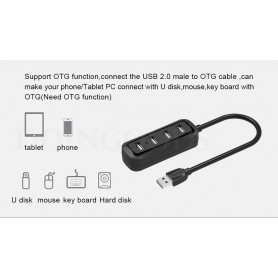 Vention, USB 2.0 Hub 4 Ports USB Splitter OTG Adapter, Ports and hubs, V027-CB
