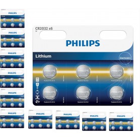 PHILIPS - 6-Pack Philips CR2032 lithium button cell battery - Button cells - BS013-CB