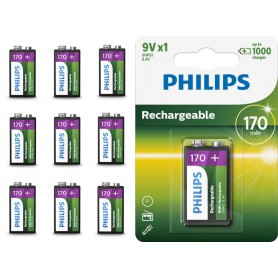 PHILIPS - Philips MultiLife 9V HR22 / 6HR61 170mAh rechargeable battery - Other formats - BS049-CB