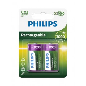 PHILIPS, Philips MultiLife 1.2V C/HR14 3000mah NiMh rechargeable battery, Size C D and XL, BS052-CB
