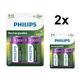 PHILIPS - Philips MultiLife 1.2V D / HR20 3000mAh NiMh rechargeable battery - Size C D and XL - BS053-CB