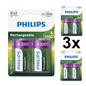 PHILIPS - Philips MultiLife 1.2V D / HR20 3000mAh NiMh rechargeable battery - Size C D and XL - BS053-CB