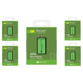 GP - GP 6F22/9V GP ReCyko+ 200 Series 200mAh Rechargeable - Other formats - BS129-CB