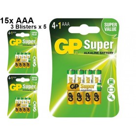 GP - 4+1 GP Super Alkaline AAA LR03/1.5V Battery - Size AAA - BL189-CB