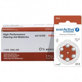 EverActive, everActive ULTRASONIC 312 / PR41 Hearing Aid Battery, Hearing batteries, BL301-CB