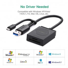 UGREEN, USB 3.0 SD/TF Card Reader with OTG, SD and USB Memory, UG411