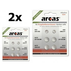 arcas - Arcas Alkaline mixed set 1xAG3, 1xAG4, 2xAG10, 2xAG13 - Button cells - BS322-CB