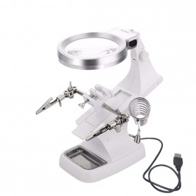Oem, Magnifying glass Loupe 3x and 4.5x Zoom Solder Holder With LED Lamp, Magnifiers microscopes, AL322-CB