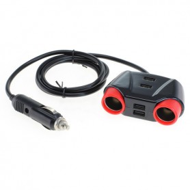 OTB, 10A Car adapter / distributor cigarette lighter 2x clutch + 4 USB 1.2m, Auto charger, ON6277