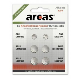 arcas - Arcas Alkaline mixed set 1xAG3, 1xAG4, 2xAG10, 2xAG13 - Button cells - BS322-CB