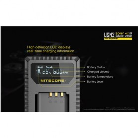 NITECORE, Nitecore USN2 double USB charger for Sony NP-BX1, Sony photo-video chargers, MF013