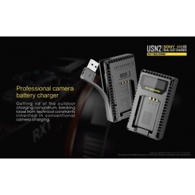 NITECORE - Nitecore USN2 double USB charger for Sony NP-BX1 - Sony photo-video chargers - MF013