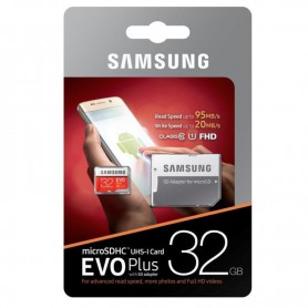 Samsung - 32GB Samsung EVO PLUS UHS-I U1 Class 10 MicroSDHC memory card with SD adapter - SD and USB Memory - BL345