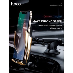 Haicom - Hoco CA34 Elegant Automatic 10W Fast Wireless Charging Car Holder - Other telephone holders - H047-CB