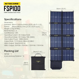 NITECORE, NITECORE FSP100 100W foldable Solar Panel, Solar Adventure, MF-FSP100