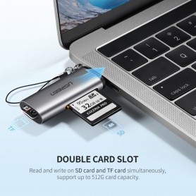 UGREEN, UGREEN USB-C / USB C / USB Type C - SD Card Reader 5Gbps Super Speed Data Transfer, SD and USB Memory, UG-50704
