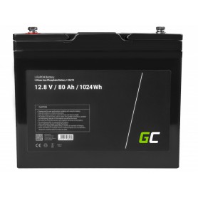 Green Cell, Green Cell LiFePO4 12.8V 80Ah 1024Wh battery for solar panels and campers, LiFePO4 battery, GC119-CAV12
