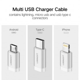 UGREEN - USB 2.0 A To Micro USB+Lightning+Type C (3 in 1) Cable - USB to USB C cables - UG-80326-CB