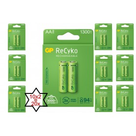 GP - Duo GP ReCyco+ AA / Mignon / HR6 / LR6 1300mAh Rechargeable Battery - 1300 Series - Size AA - BS124-CB