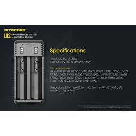 NITECORE - Nitecore UI2 USB Charger 14500, 18650, 18350, 20700, 21700, RCR123 - Battery chargers - MF026