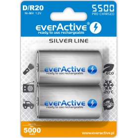 R20 D 5500mAh everActive Rechargeables Silver Line