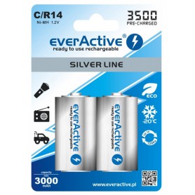EverActive - everActive R14 C-Cell 3500mAh 1.2V NiMh Silver Line rechargeable battery - Size C D and XL - BL154-CB