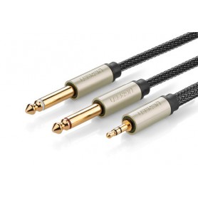 3.5mm Audio Jack to 2 x 6.35mm Jack Y-Cable Splitter