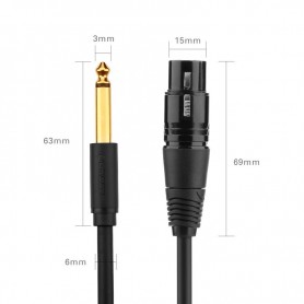 UGREEN, Cannon Cable XLR Female to 6.35mm Audio Male, Audio cables, UG225-CB